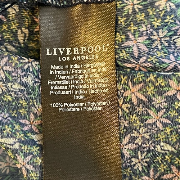 Liverpool Long Sleeve Sheer V Neck Top Tassel Ties Black Floral Print Size S - Picture 9 of 10